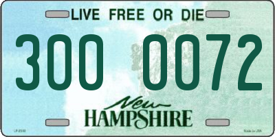 NH license plate 3000072