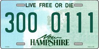 NH license plate 3000111