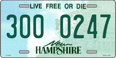 NH license plate 3000247