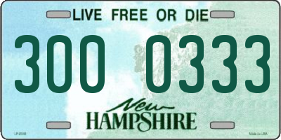 NH license plate 3000333