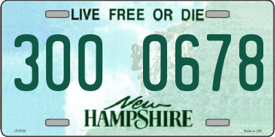 NH license plate 3000678