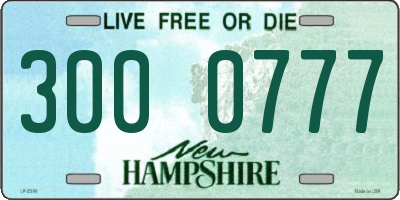 NH license plate 3000777