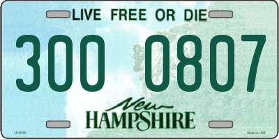 NH license plate 3000807