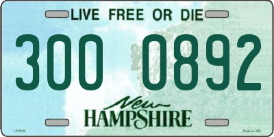 NH license plate 3000892