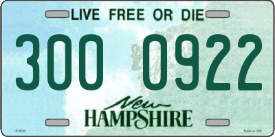 NH license plate 3000922