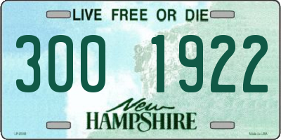 NH license plate 3001922