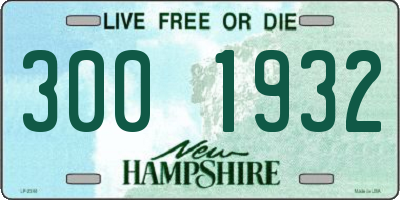 NH license plate 3001932