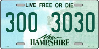 NH license plate 3003030