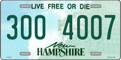 NH license plate 3004007