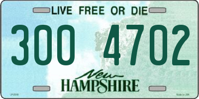NH license plate 3004702