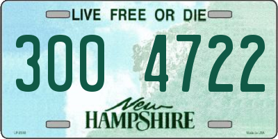 NH license plate 3004722