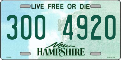 NH license plate 3004920