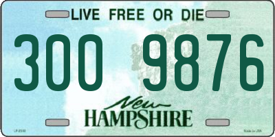 NH license plate 3009876