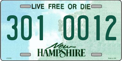 NH license plate 3010012