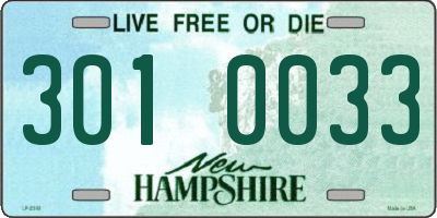 NH license plate 3010033