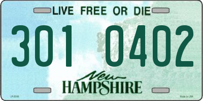 NH license plate 3010402