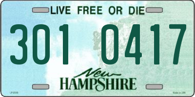 NH license plate 3010417