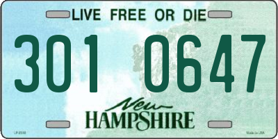 NH license plate 3010647
