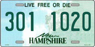 NH license plate 3011020