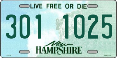NH license plate 3011025