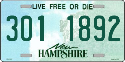 NH license plate 3011892
