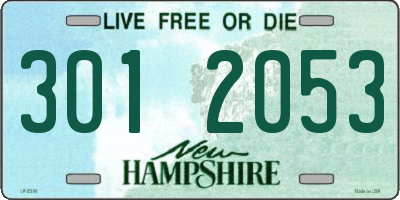 NH license plate 3012053