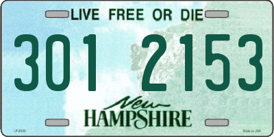 NH license plate 3012153