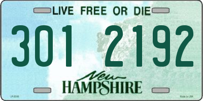 NH license plate 3012192