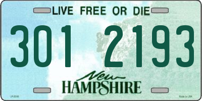 NH license plate 3012193