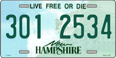 NH license plate 3012534