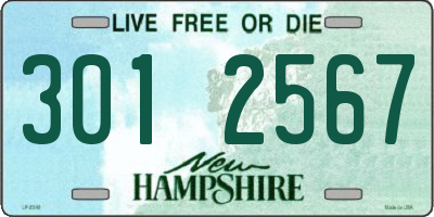 NH license plate 3012567
