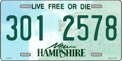 NH license plate 3012578