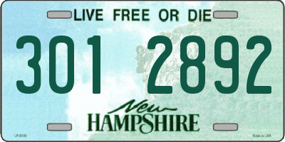 NH license plate 3012892