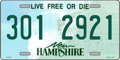NH license plate 3012921