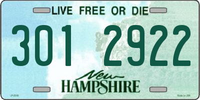 NH license plate 3012922