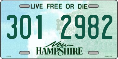 NH license plate 3012982