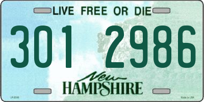 NH license plate 3012986