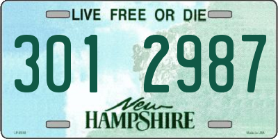 NH license plate 3012987
