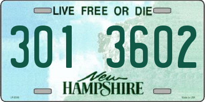 NH license plate 3013602