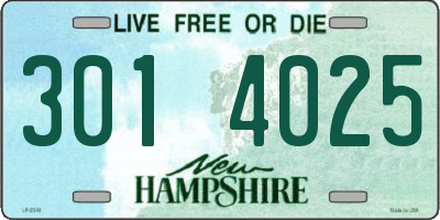 NH license plate 3014025
