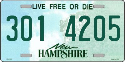 NH license plate 3014205