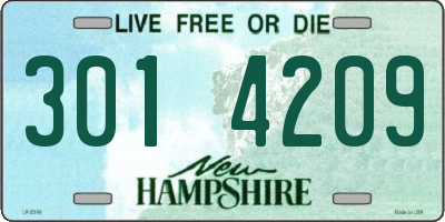 NH license plate 3014209