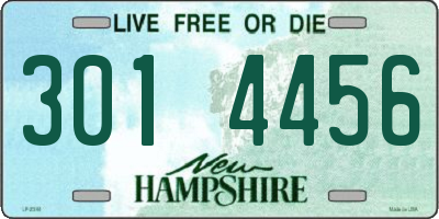 NH license plate 3014456