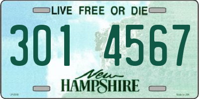 NH license plate 3014567