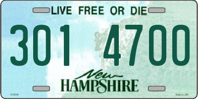 NH license plate 3014700