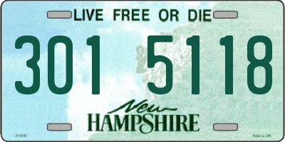 NH license plate 3015118
