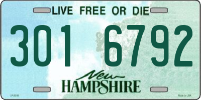 NH license plate 3016792