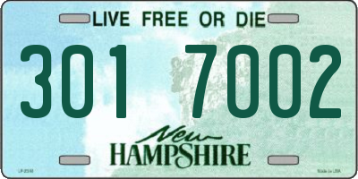 NH license plate 3017002