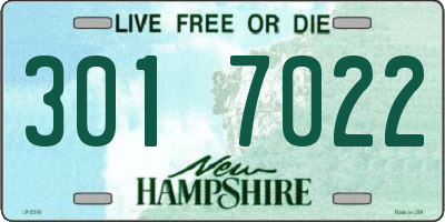 NH license plate 3017022
