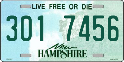 NH license plate 3017456